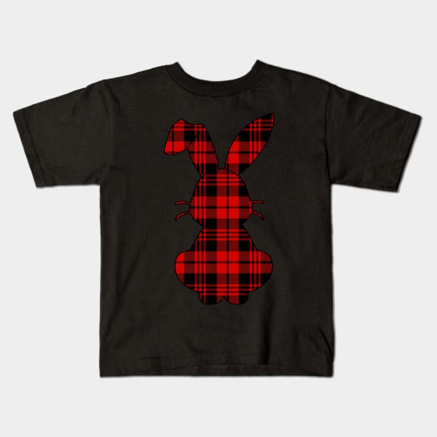 Red Plaid Bunny Rabbit Funny Easter Costume Kids T-Shirt by cruztdk5